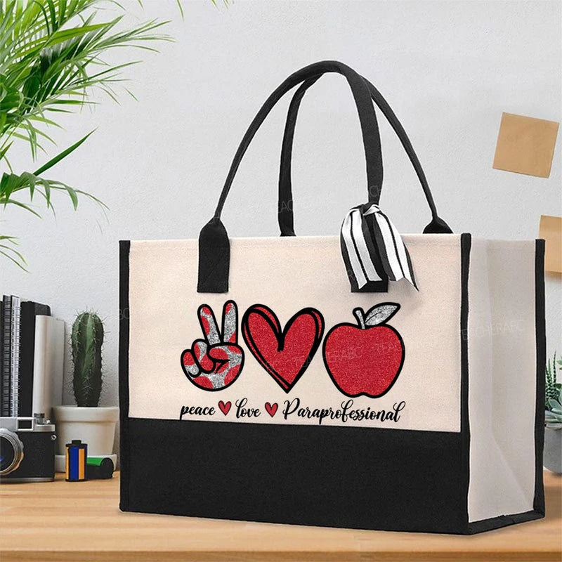 Peace Love Paraprofessional Cotton Tote Bag
