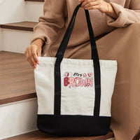 Personalized Name Valentine's Day Mrs Brown Color-blocked Canvas Bag