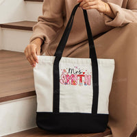 Personalized Name Valentine's Day Mrs Smith Color-blocked Canvas Bag