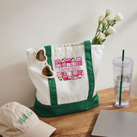 Personalized Name Valentine's Day Pink Pencil Color-blocked Canvas Bag
