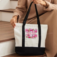 Personalized Name Valentine's Day Pink Pencil Color-blocked Canvas Bag