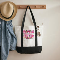 Personalized Name Valentine's Day Pink Pencil Color-blocked Canvas Bag