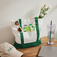 Personalized Name Saint Patrick's Day Mrs Smith Color-blocked Canvas Bag