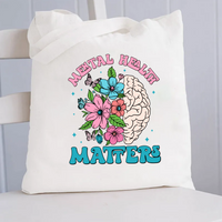 Floral Brain Mental Health Matters Canvas Tote Bag