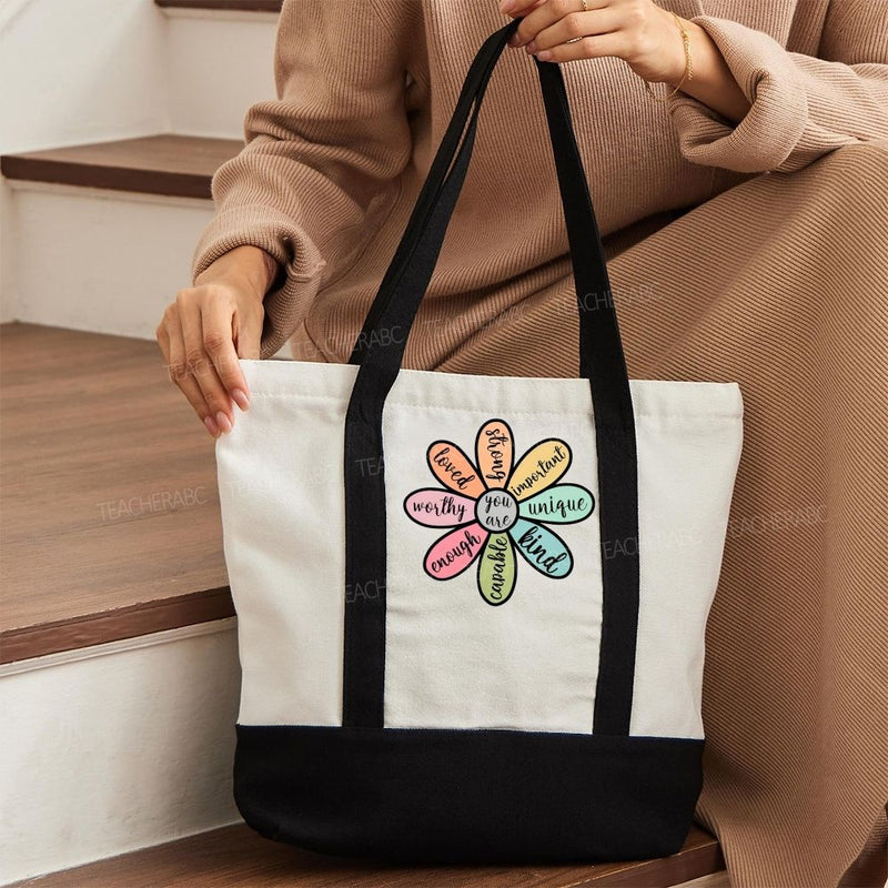 You Are Loved Color-Blocked Canvas Bag