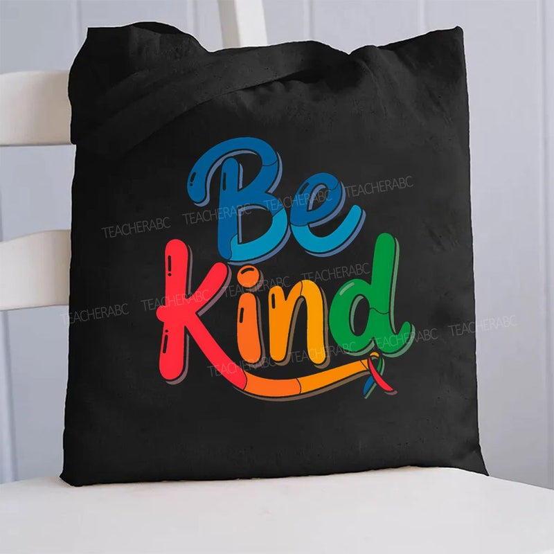 Be Kind Colorful Ribbon Canvas Tote Bag