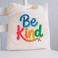 Be Kind Colorful Ribbon Canvas Tote Bag