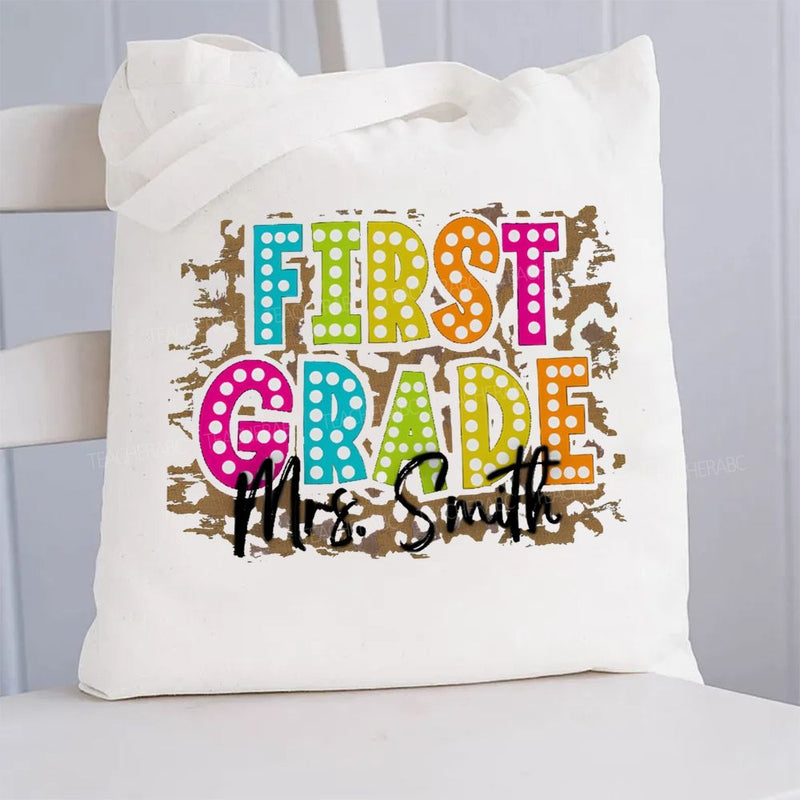 Personalized Grade And Name Shopping Tote Bag