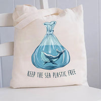 Keep The Sea Plastic Free Canvas Tote Bag