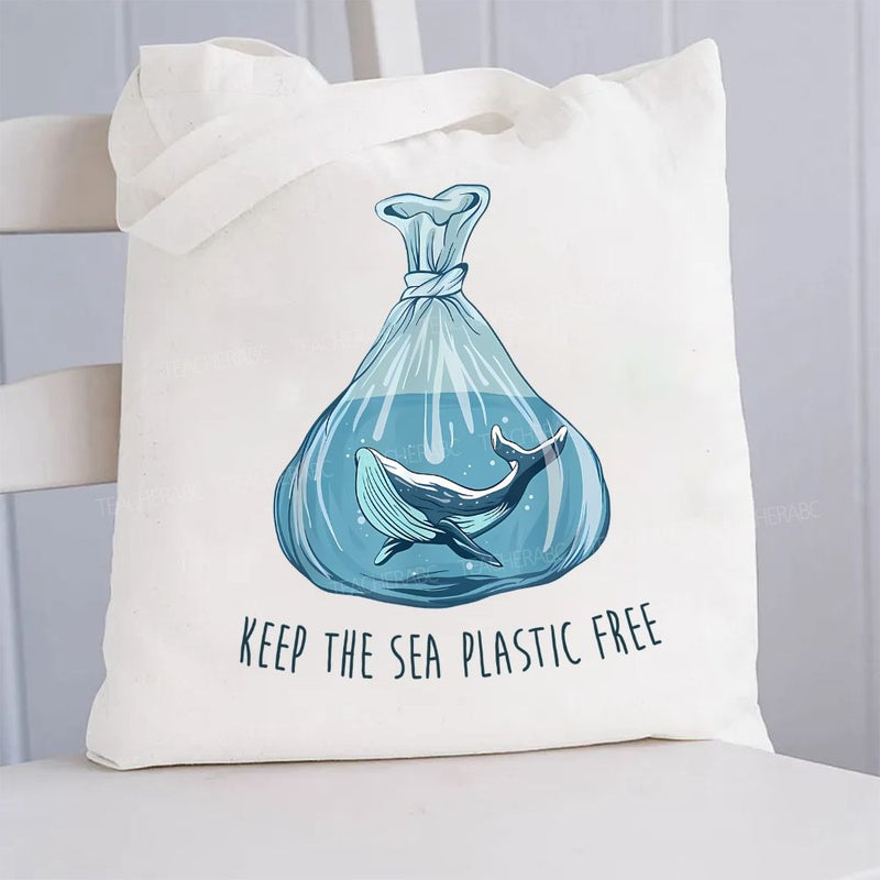 Keep The Sea Plastic Free Canvas Tote Bag