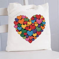 Colorful Heart Canvas Tote Bag