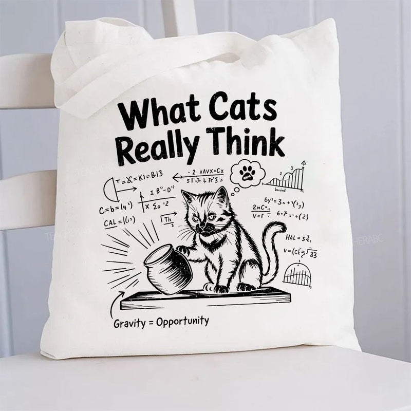 What Cats Really Think Math Canvas Tote Bag