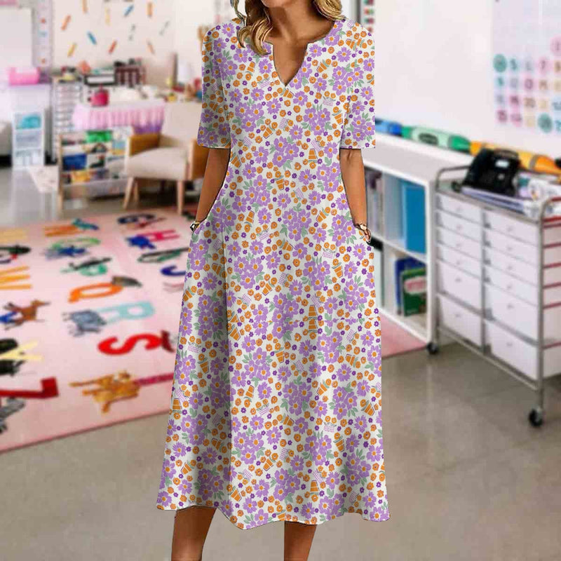 Spring-Themed Floral Print Dress