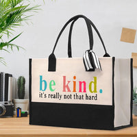 Be Kind It's Really Not That Hard Colorful Letters Cotton Tote Bag