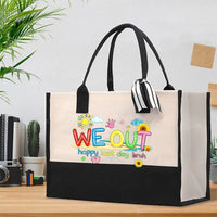 We Out Happy Last Day Bruh Sunshine Sunflower Cotton Tote Bag