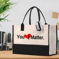 You Matter And Heart Mental Health Awareness Cotton Tote Bag
