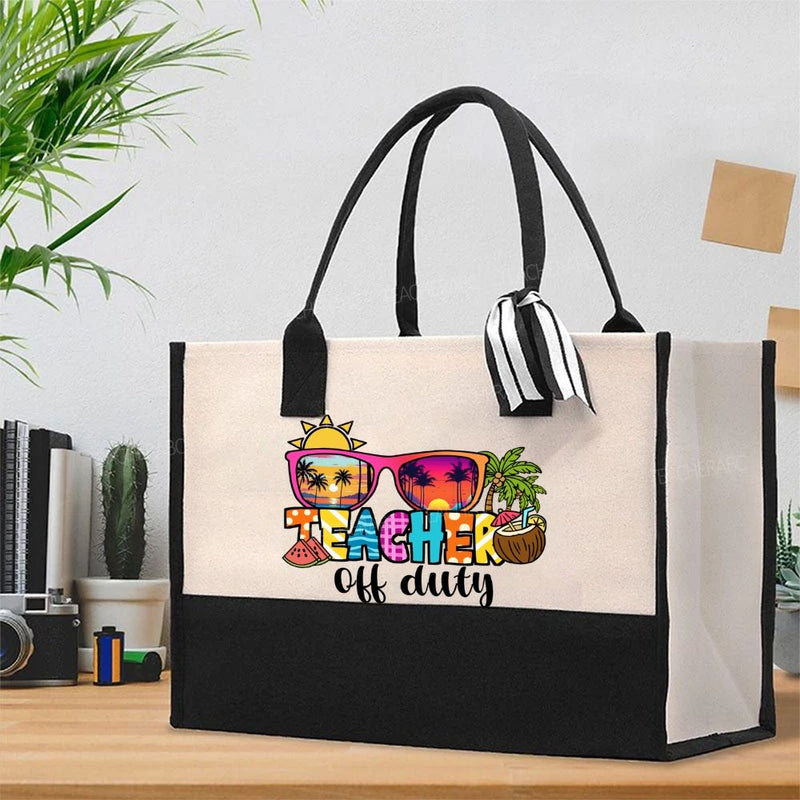 Teacher Off Duty Cotton Tote Bag