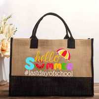Hello Summer Happy Last Day Of School Colored Font Cotton Tote Bag