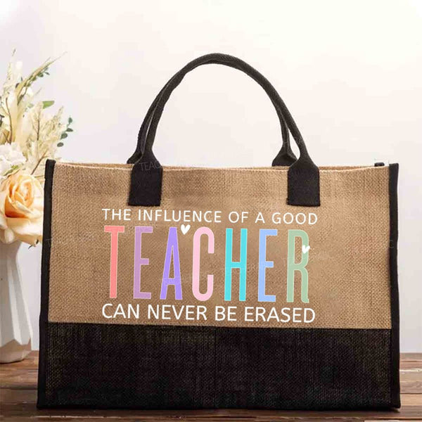 The Influence Of A Good Teacher Can Never Be Erased Colorful Letters Cotton Tote Bag