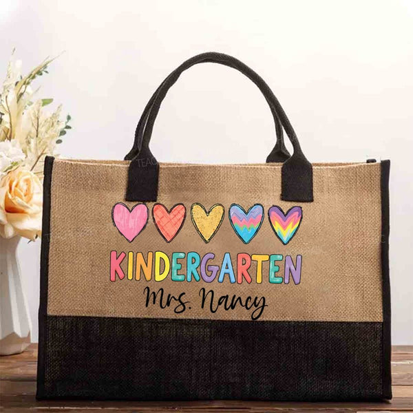Personalized Name Kindergarten Love Cotton Tote Bag