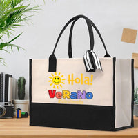Hola verano Feliz Último Día Shunshine Cotton Tote Bag