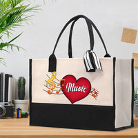 Heart Music And Musical Notes Cotton Tote Bag