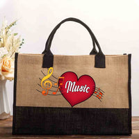 Heart Music And Musical Notes Cotton Tote Bag