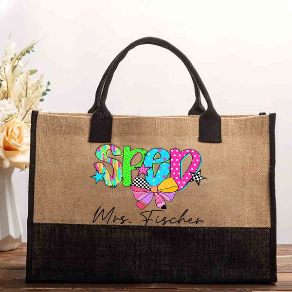 Personalized Name Sped Cotton Tote Bag