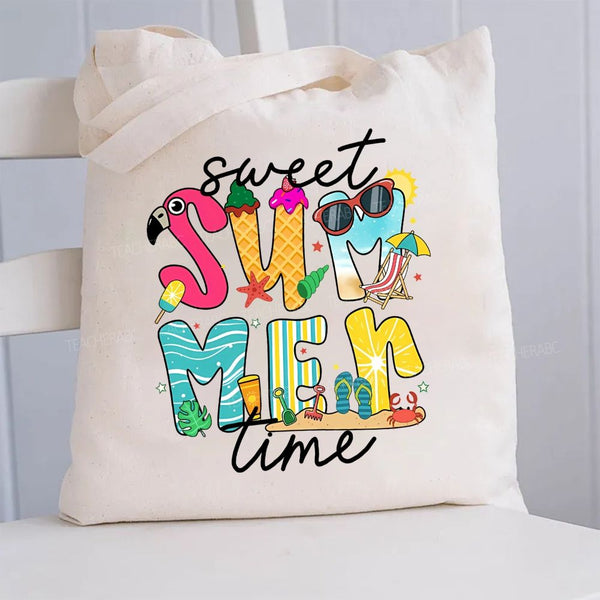 Sweet Summer Time Summer Break Canvas Tote Bag
