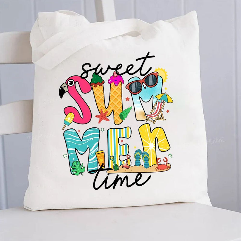 Sweet Summer Time Summer Break Canvas Tote Bag