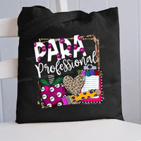 Para Professional Leopard Print Hearts And Apples Canvas Tote Bag