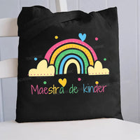 Maestra De Kinder And Estampado De ArcoíRis Canvas Tote Bag