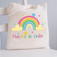 Maestra De Kinder And Estampado De ArcoíRis Canvas Tote Bag