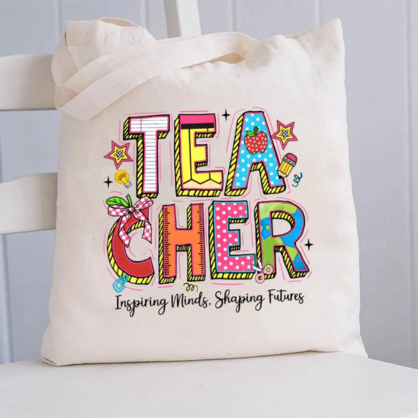 Teacher Inspiring Minds Shaping Futures Canvas Tote Bag