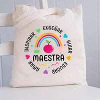 Maestra Inspire Ensenar Guiar Educar Canvas Tote Bag