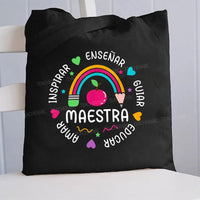 Maestra Inspire Ensenar Guiar Educar Canvas Tote Bag