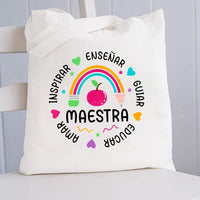 Maestra Inspire Ensenar Guiar Educar Canvas Tote Bag