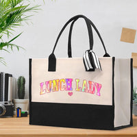 Lunch Lady Colorful Letter Cotton Tote Bag