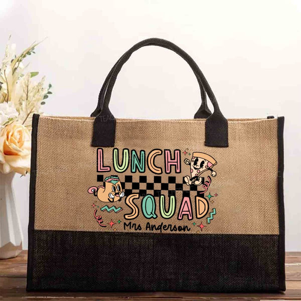 Personalized Name Lunch Squad Cotton Tote Bag