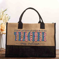 Personalized Name 250 Years Shaping America Teacher Letter Cotton Tote Bag