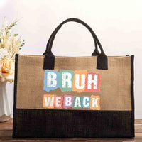 Bruh We Back Color Blocks Cotton Tote Bag