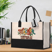 Teacher Powered By Iced Coffee Cotton Tote Bag