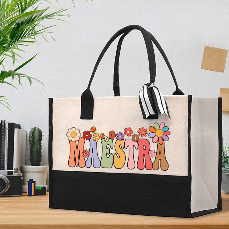 Maestra Flower Cotton Tote Bag