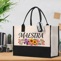Maestra Flowers Pattern Cotton Tote Bag