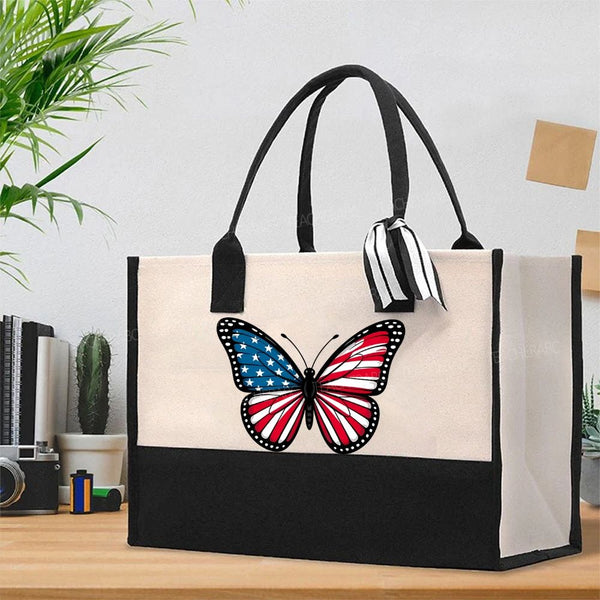 Butterfly Independence Day Cotton Tote Bag