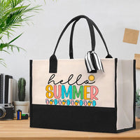 Hello Summer Slippers Cotton Tote Bag