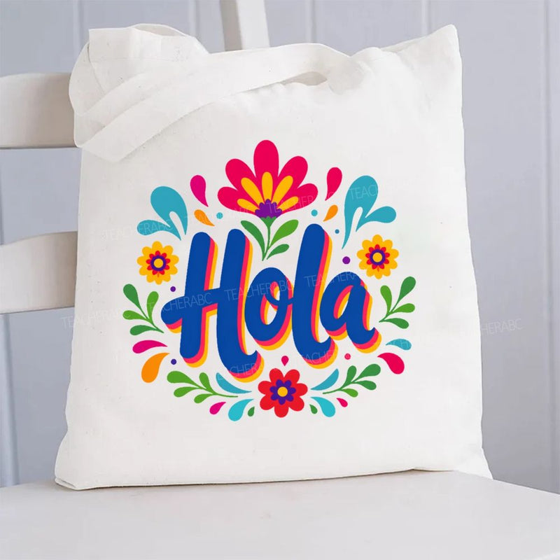 Hola Maestra Bilingual Teacher Canvas Tote Bag