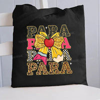 Para Professional Colorful Fonts And Bows Canvas Tote Bag