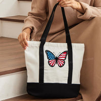 Butterfly Independence Day Color-blocked Canvas Bag