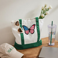 Butterfly Independence Day Color-blocked Canvas Bag